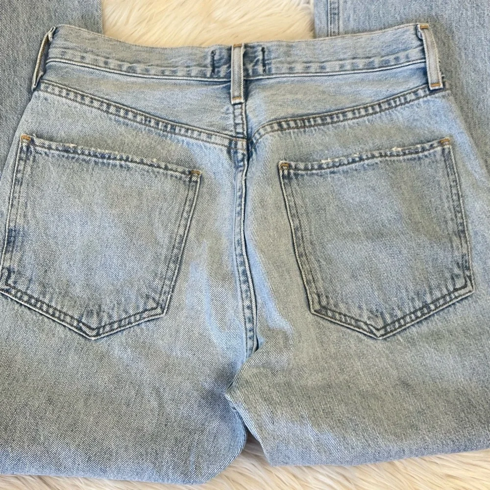 Agolde Riley High Rise Straight Crop jeans light blue distressed size 27 - Picture 10 of 12